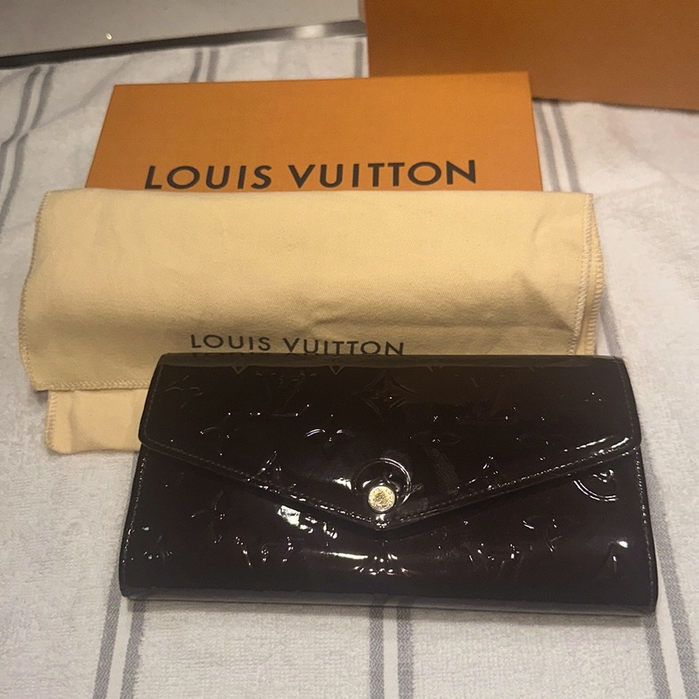 Louis Vuitton dark purple patent leather long wallet!